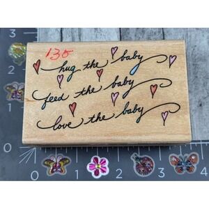 Stampendous Love The Baby Hug Feed Hearts M102 Rubber Stamp #R6